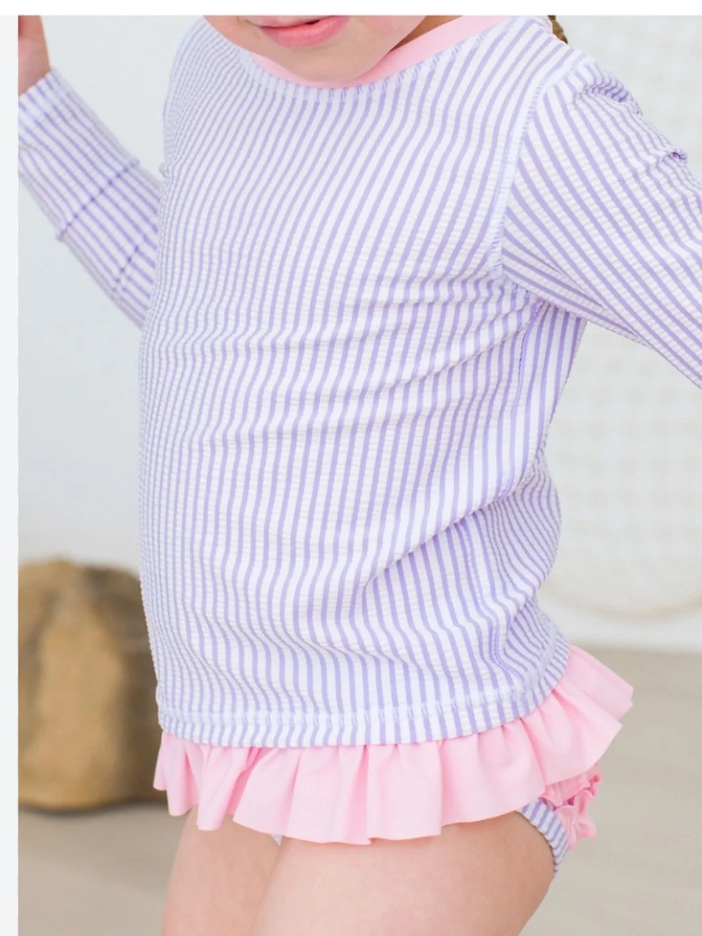Ruffle Butts 3t seersucker purple pink rash guard swimsuit cover up bikini